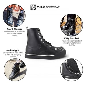 TUK Kitty zwarte combat sneakerlaarzen van imitatieleer voor dames - A6570L