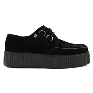 TUK Viva Höga Creeper Svarta Mocka Platåskor Med Snörning Gothic - AV6802