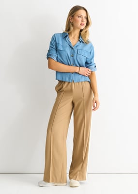 Blue Denim Look Oversized Boxy Shirt