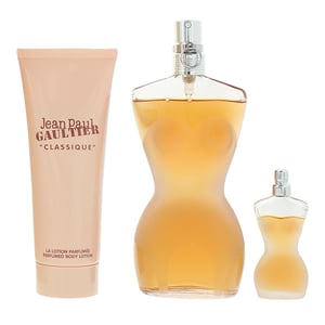 Jean Paul Gaultier Classique Eau De Toilette 100ml, Eau De Toilette 6ml + Body Lotion 75ml Gift Set for Her
