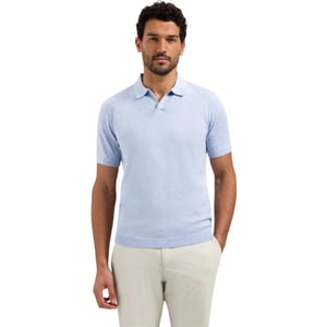 No Excess Pullover short sleeve v-polo melang blue