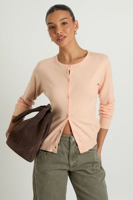 Super Soft Lightweight Knitted Crew Neck Cardigan