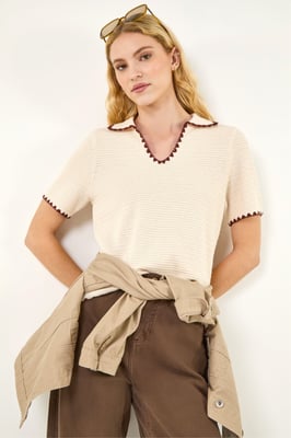 Textured Collar Knit Top