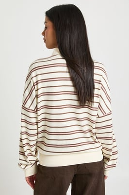 Knitted Stripe Rugby Polo Top