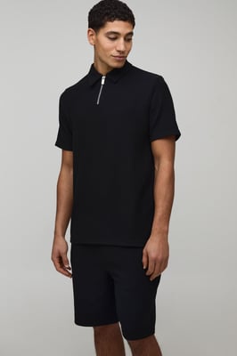 Slim Fit Ribbed Jersey Polo & Shorts Set