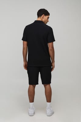 Slim Fit Ribbed Jersey Polo & Shorts Set