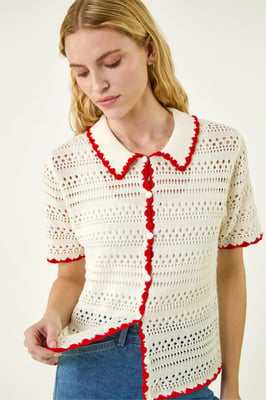 Collar Button Knit Top