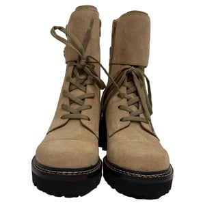 See by Chloé Mallory Combat Ankle Boots in Beige Suede
