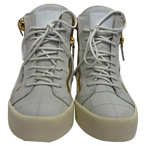 Giuseppe Zanotti Croc-Embossed High-Top Sneakers in Grey Leather