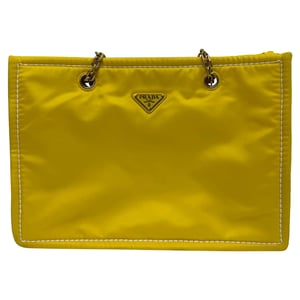Prada Giallo Tessuto Chain Tote Bag in Yellow Nylon