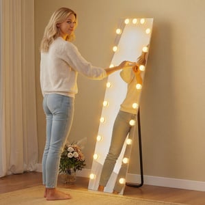 4goodz Passpiegel 150x40 cm rgb-led staande spiegel met 21 gloeilampen 7