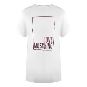 Love Moschino Shiny Box Logo White T-shirt