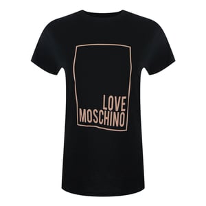 Love Moschino Pink Box Logo Black T-shirt