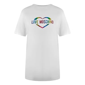 Love Moschino Multi Coloured Heart Logo White T-shirt