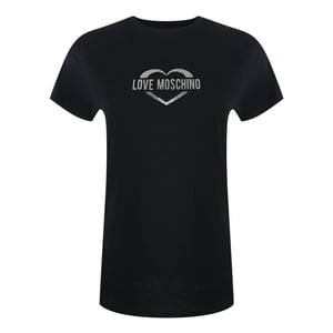 Love Moschino Shiny Heart Logo Black T-shirt