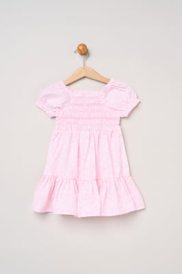 Floral Smocked Embroidery Dress with Matching Headband