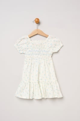 Ditsy Smocked Embroidery Dress with Matching Headband
