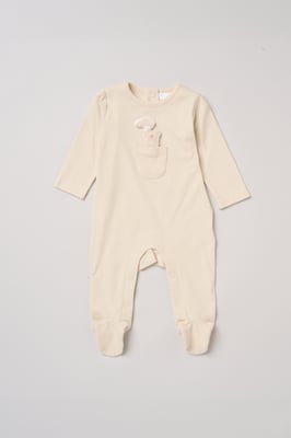 Newborn Sleepsuit with Appliqué Bear with Cloud Pocket