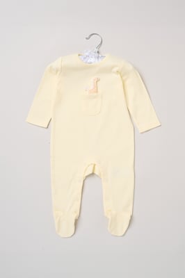 Newborn Sleepsuit with Appliqué Giraffe Pocket