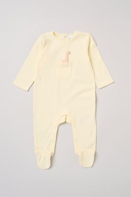 Newborn Sleepsuit with Appliqué Giraffe Pocket
