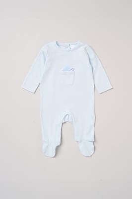 Newborn Sleepsuit with Appliqué Turtle Pocket