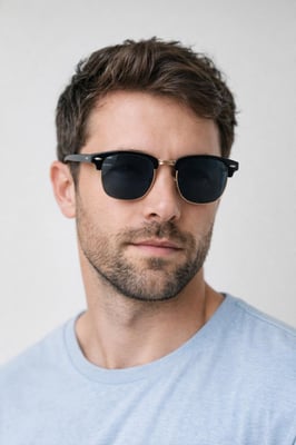 Black Clubmaster Sunglasses with Black Lenses