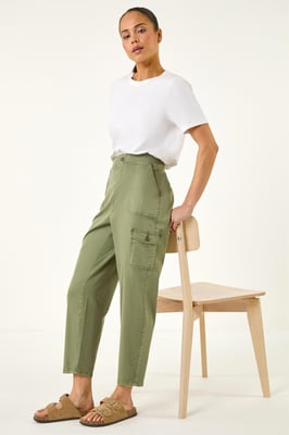 Petite Cotton Cargo Stretch Trousers