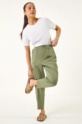 Petite Cotton Cargo Stretch Trousers