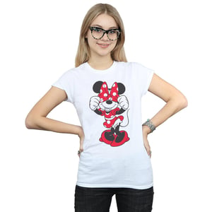 Disney Womens/Ladies Minnie Mouse Bow Eyes Cotton T-Shirt (White)