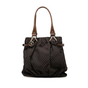 Pre-owned Embossed Leather Trimmed Macadam Canvas Vertical Tote