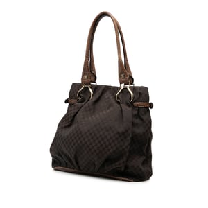 Pre-owned Embossed Leather Trimmed Macadam Canvas Vertical Tote