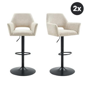 Multifurn 2x barkruk tess draaibaar stof beige