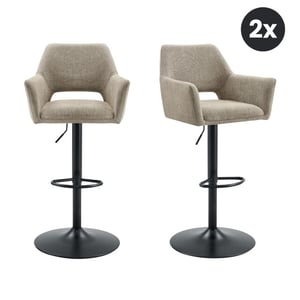 Multifurn 2x barkruk tess draaibaar stof taupe