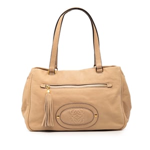 Pre-owned Nubuck Anagram Madrid Fringe Shoulder Bag