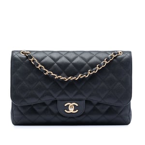 Pre-owned Jumbo Classic Caviar Double Flap