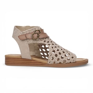 Blowfish Malibu Dames Golden Beige Weave Micro Wedge Sandals - Anuella