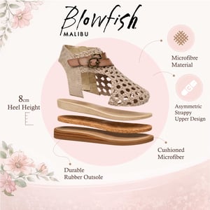 Blowfish Malibu Dames Golden Beige Weave Micro Wedge Sandals - Anuella