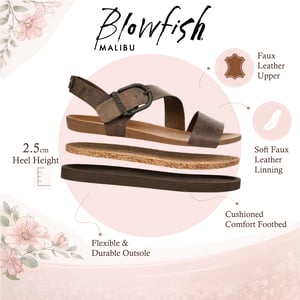 Blowfish Malibu Dames bruin zilveren voetbed met bandjes platte sandalen - Lance