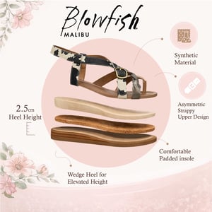 Blowfish Malibu Dames Zwarte Witte Micro Wedge bandjes Sandals - April