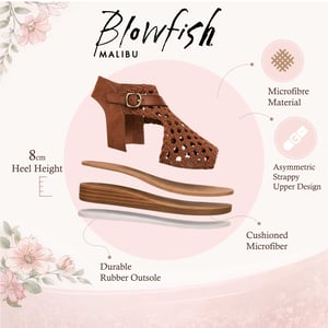 Blowfish Malibu Dames Cognac Bruine Weefsel Micro Wedge Sandals - Anuella