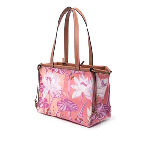 Pre-owned Paulas Ibiza Small Canvas Waterlily Print Cushion Tote