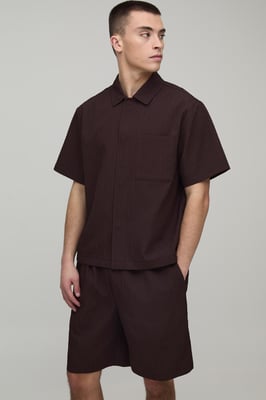 Oversized Boxy Textured Shirt & Relaxed Short Set