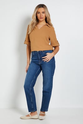 Relaxed Collar Shirt With Tab Sleeve