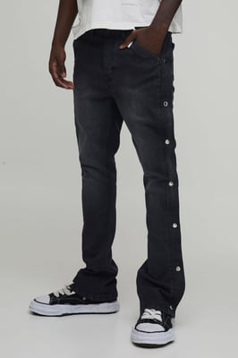 Popper Side Stretch Slim Flared Jeans