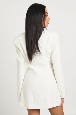 Large Gold Button Trim Blazer Dress