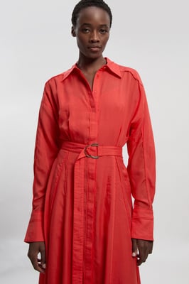 Colour Block Fluid Tencel Woven Maxi Shirt Dress