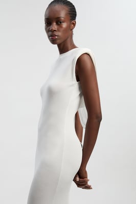 Petite Viscose Blend Slinky Drape Plunge Back Knit Maxi Dress