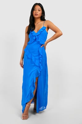 Petite Chiffon Ruffle Maxi Dress