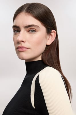 Petite Rib Knit Colour Block Top