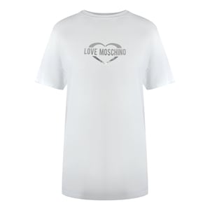 Love Moschino Shiny Heart Logo White T-shirt